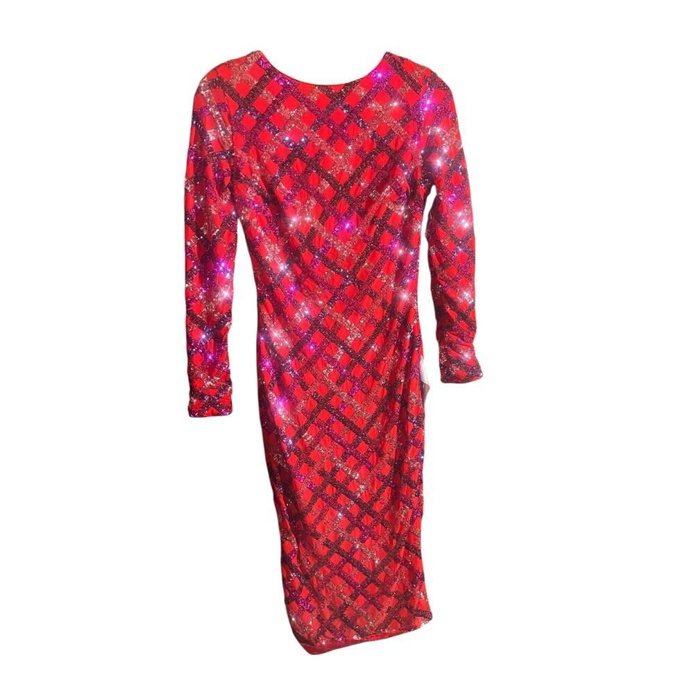 Dress the Population Rouge Red Multi Emory Sequin Dress Sz Small